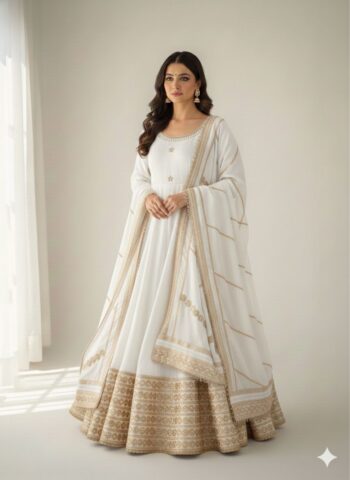 Women's Premium Chinon Silk Anarkali Suit Set with Dupatta & Pant