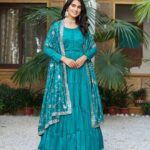 Women's Premium Vichitra Silk Festival Gown with Embroidered Dupatta